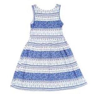 H&M Girls Blue & White Sleeveless Dress Size 4-6Y 100% Cotton